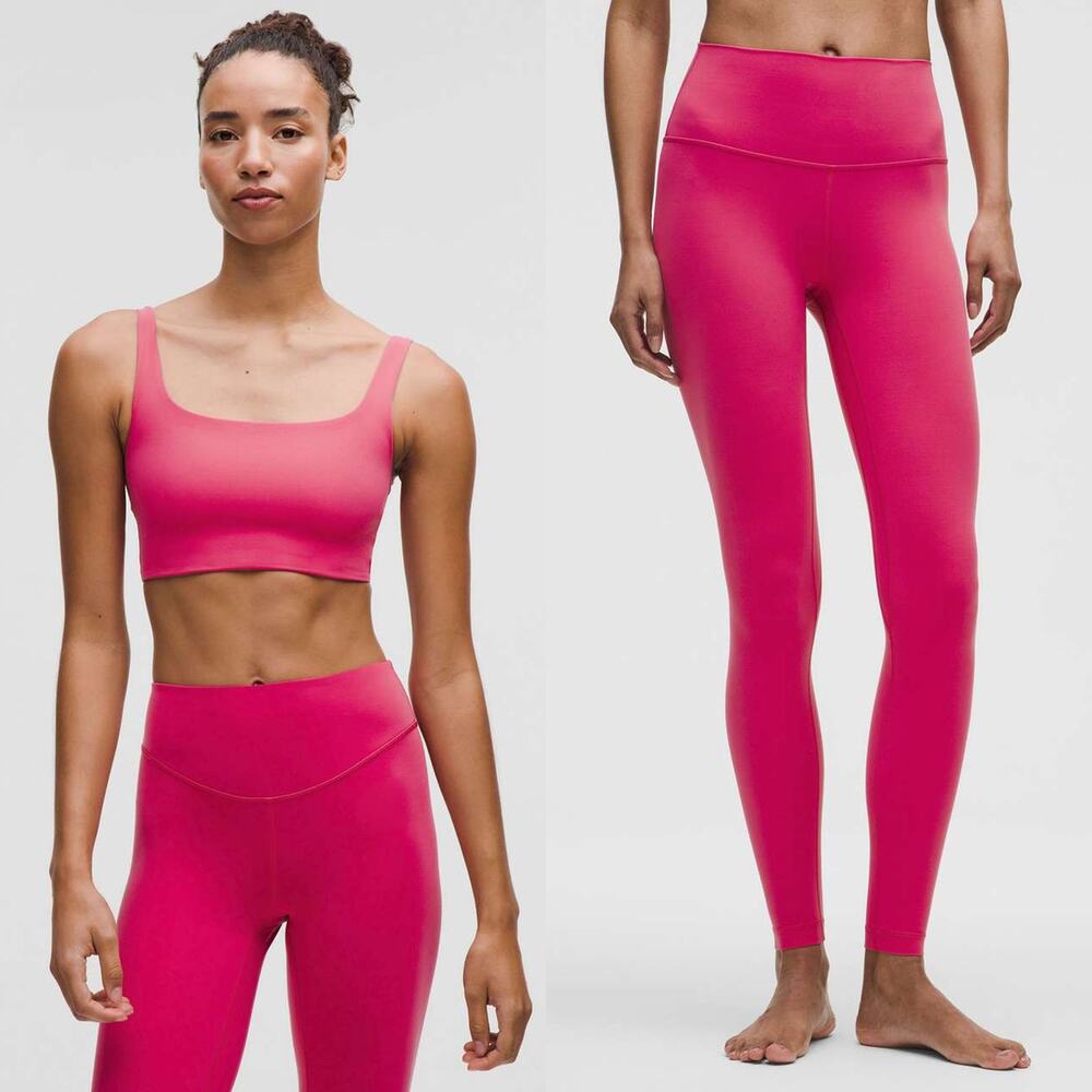 Lululemon Bend This Scoop and Square Bra & Align Pant Raspberry Coulis Size 6